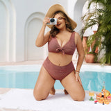 Supportive Tie-Front High-Waist Bikini Set