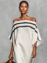 Women's Minimalist Off-the-shoulder Batwing Sleeve Straight-cut Maxi Dress