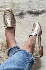 Naimah™ | Shimmering Metallic Slip-On Loafer
