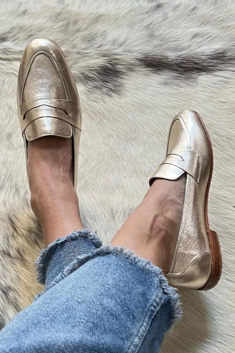 Naimah™ | Shimmering Metallic Slip-On Loafer