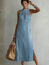 Julia™ | Robe en denim à dentelle rétro