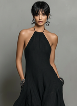 Women's Minimalist Halter Neck Sleeveless Maxi Dress