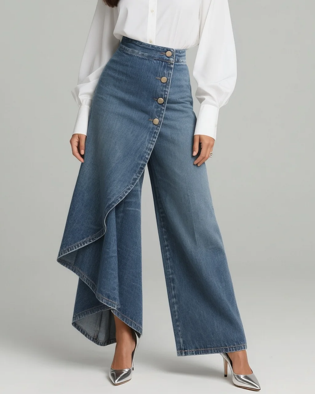 Audrey™ | Tie-Waist Denim Trousers