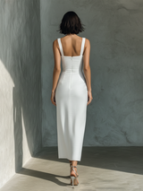 Women's Simple White Sleeveless Midi Dress