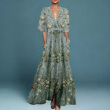 Hazel | Belted V-Neck Floral Maxi Dress