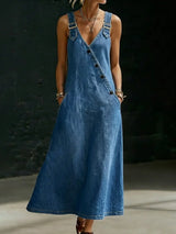 Vera™ | Robe longue en denim boutonnée