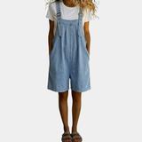 Clara™ | Short Denim Dungarees in Light Blue