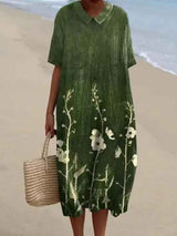 Margaret - Vibrant Floral Garden Print Flowy Dress