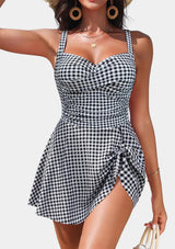 Gingham Tummy-Control Swim Dress