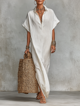 Women's Minimalist Loose-fitting Shirt Maxi Dress