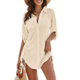 Adjustable Drawstring Cover-Up Shirt