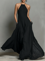 Women's Minimalist Halter Neck Sleeveless Maxi Dress