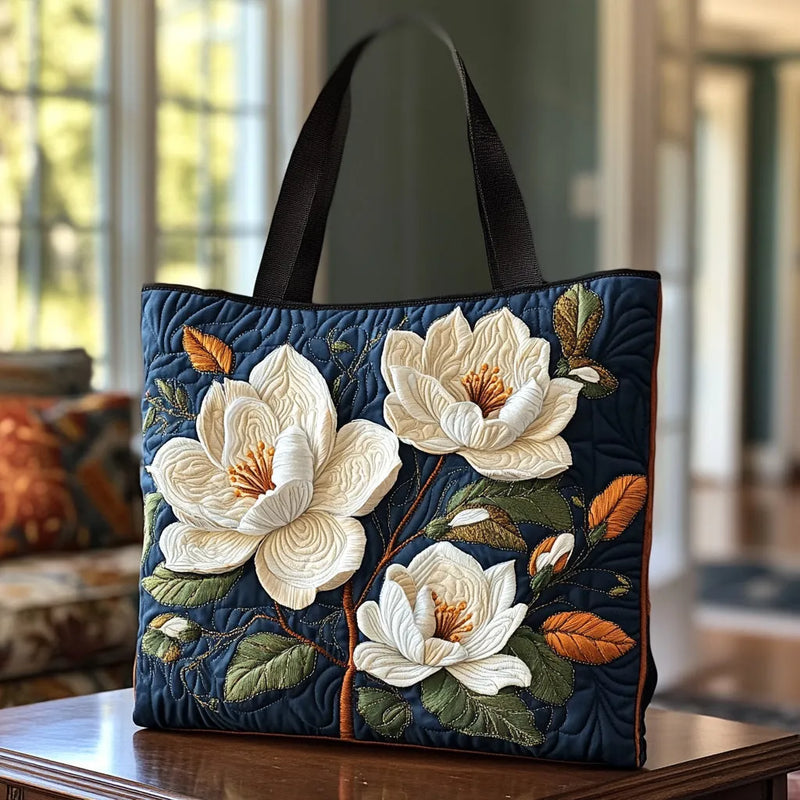 Handcrafted Quilted Bag with Magnolia