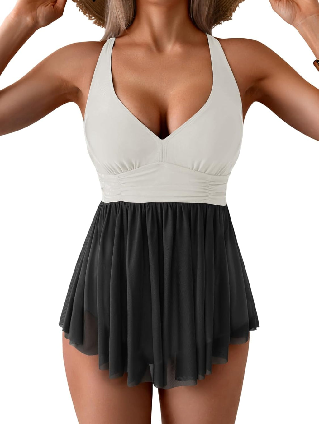 Mesh Slimming Swim Dress