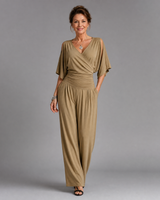 Nyxara | Cold Shoulder Wrap Waist Relaxed Jumpsuit
