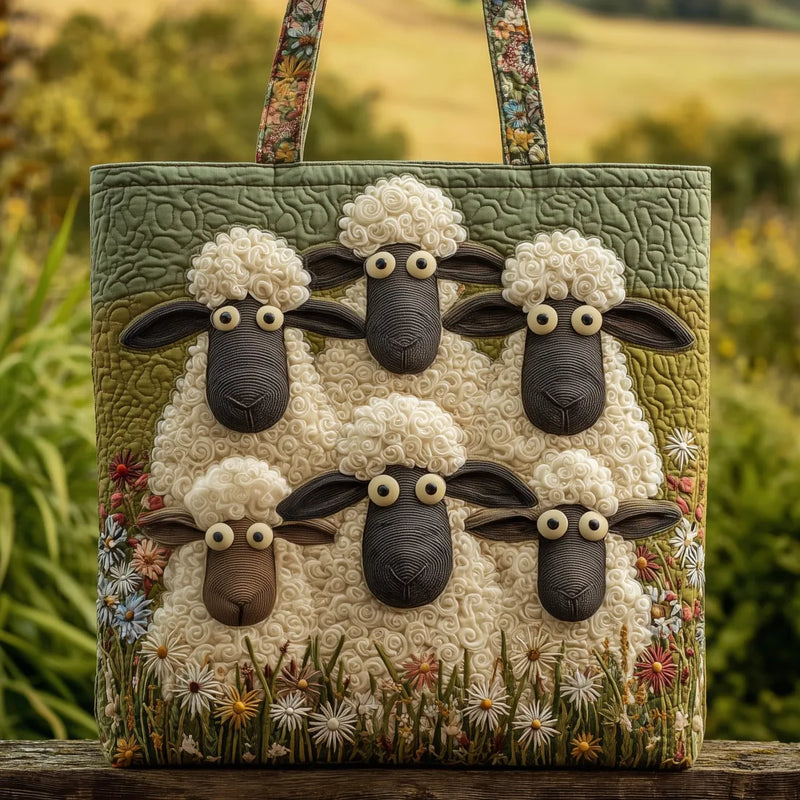 Handcrafted Bag with Five Sheep