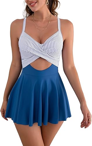 V-Neck Tummy-Control Swim Dress