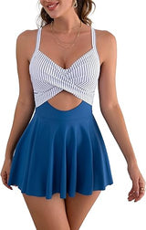 V-Neck Tummy-Control Swim Dress