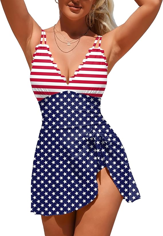 Tie Side Tummy Control Swim Dress