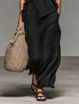 Women's Minimalist Sleeveless Maxi Dress With Ruffle Details