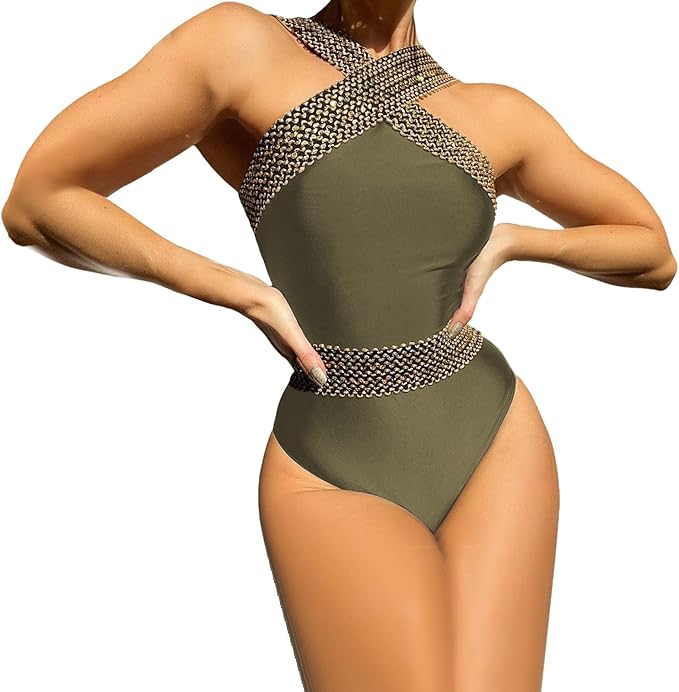 Supportive Cross Strap One-Piece Swimsuit