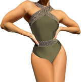 Supportive Cross Strap One-Piece Swimsuit