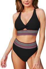 Textured Supportive High-Waist Bikini Set