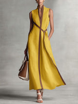 Elira | Refined Linen Wrap Maxi Dress