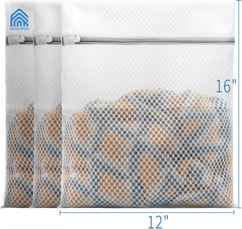 Durable honeycomb mesh laundry bags for delicate laundry, 30 x 40 cm (3 medium-sized)