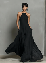 Women's Minimalist Halter Neck Sleeveless Maxi Dress
