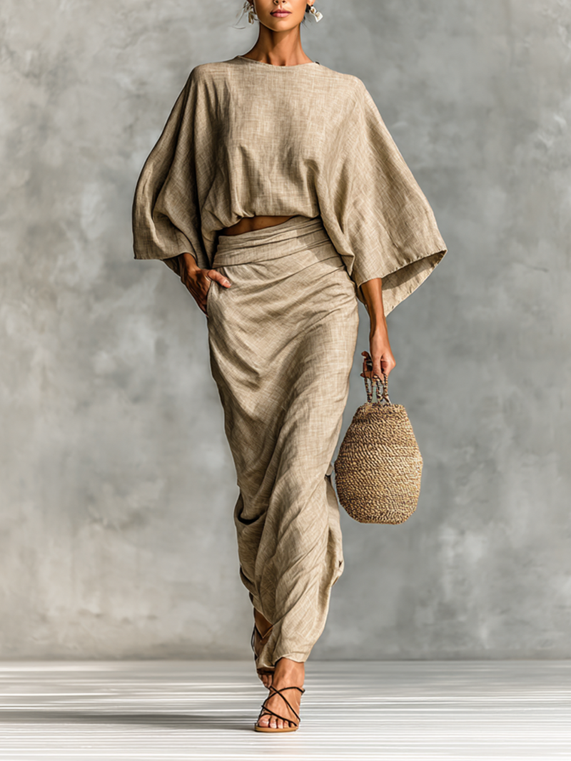 Selene | Soft Batwing Top and Maxi Skirt Two-Piece Set