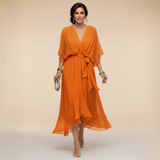 Sarah | Sandra Chiffon V-Neck Dress