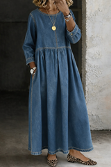 Melissa™ | Robe en jean col rond manches longues