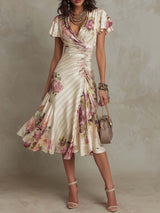Elowen | Soft Floral Wrap Midi Dress
