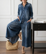 Diana™ | Combinaison en denim vintage à boutons