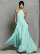 Women's Minimalist Halter Neck Sleeveless Maxi Dress
