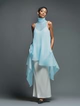 Women's Minimalist Imitation Acetate Slip Dress Paired With A Chiffon Overlay Maxi Dress