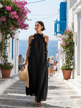 Women's Minimalist Sleeveless Maxi Dress With Ruffle Details