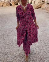 Sara | Bohemian Geometric Print Tunic and Wide-Leg Pants Set