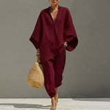 Marina | Relaxed V-Neck Top and Wide-Leg Pants Co-Ord Set