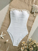 Pearl Trim Tummy Control One-Piece Swimsuit