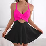 V-Neck Tummy-Control Swim Dress