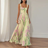 Evelisse | Pleated Floral Maxi Dress