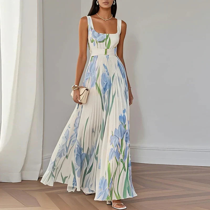 Evelisse | Pleated Floral Maxi Dress
