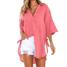Adjustable Drawstring Cover-Up Shirt