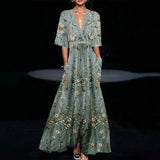 Hazel | Belted V-Neck Floral Maxi Dress