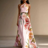 Elira | Soft Floral Halter Maxi Dress