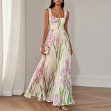 Evelisse | Pleated Floral Maxi Dress