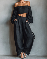 Tess™ - Off-Shoulder Set with Wide Pants