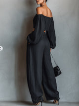 Tess™ - Off-Shoulder Set with Wide Pants